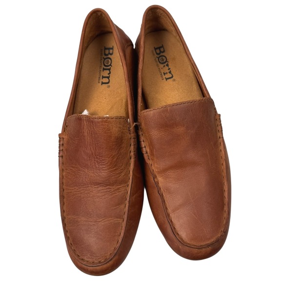 Born Loafers Driving Moccasins Shoes 8 Handcrafted Footwear Brown Leather Preppy - Picture 1 of 11